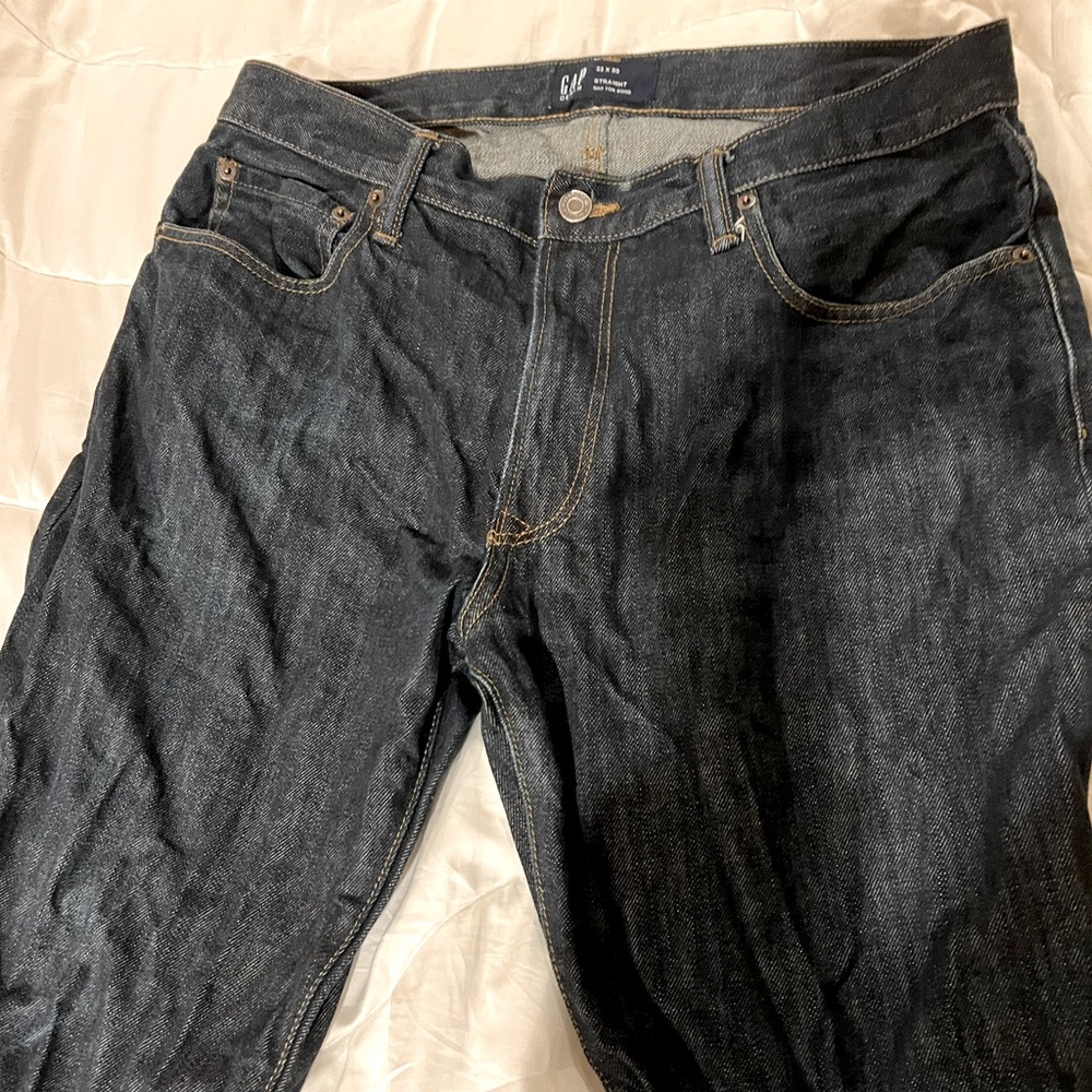 Dark blue straight leg jeans